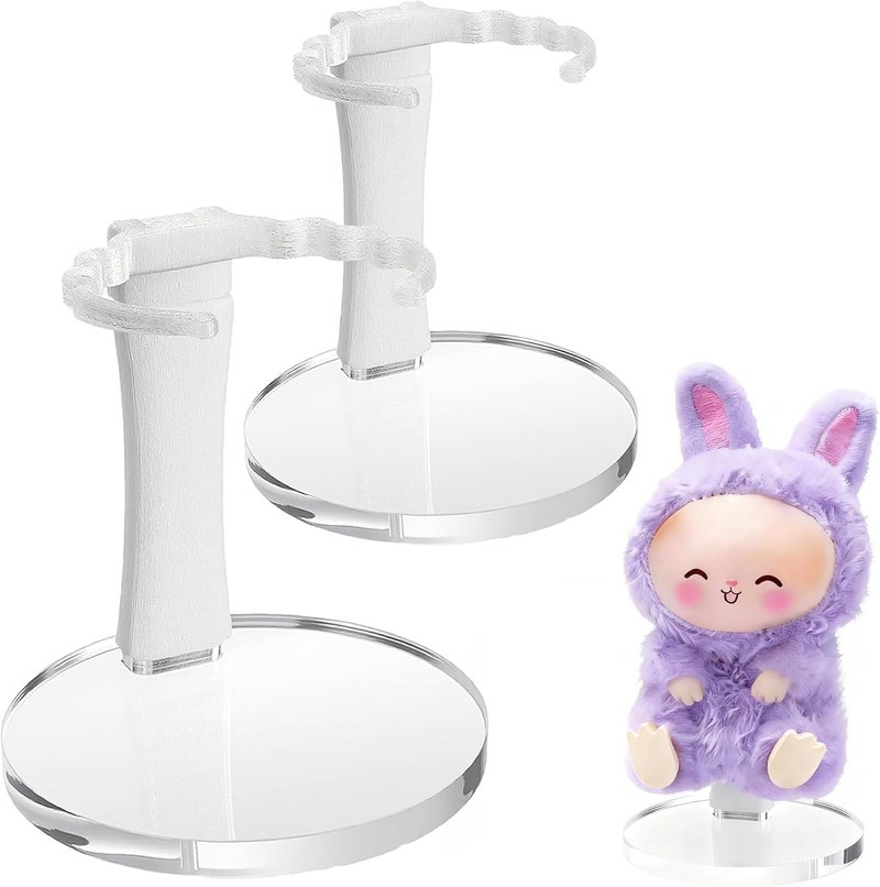 MDOWOK Adjustable Doll Stand for Sitting & Standing Positions - Premium Acrylic Base Display Holder for 3-7" Figures, (White 2 Set ) - Image 1